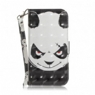 Capa Folio Para Samsung Galaxy A50 De Cordão Panda Irritado Com Cordão