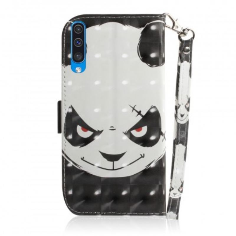 Capa Folio Para Samsung Galaxy A50 De Cordão Panda Irritado Com Cordão