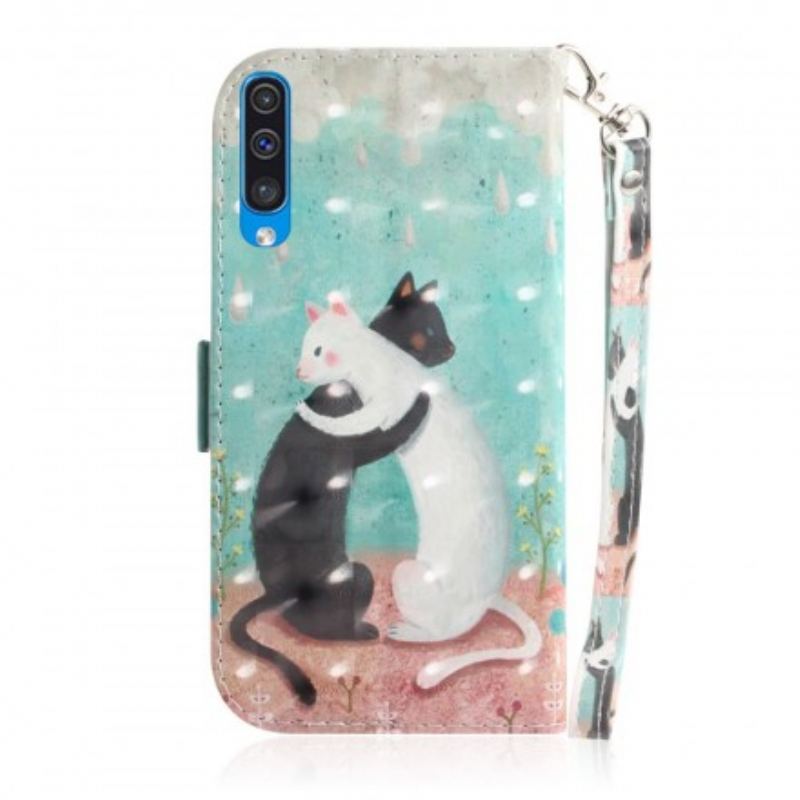 Capa Folio Para Samsung Galaxy A50 De Cordão Strappy Cat Friends