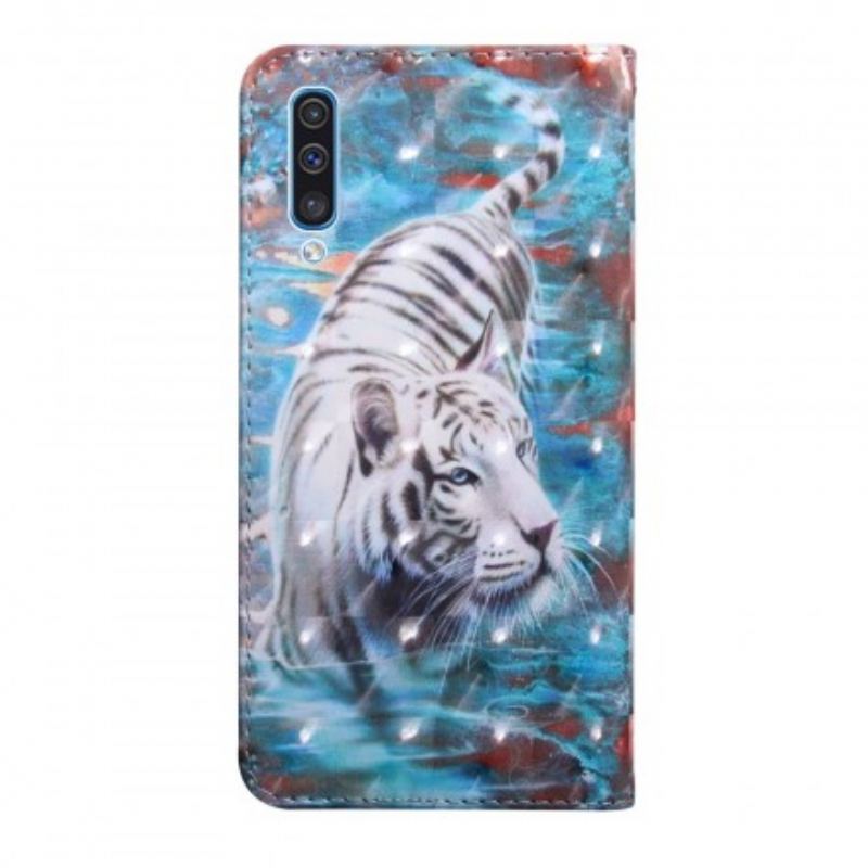 Capa Folio Para Samsung Galaxy A50 Tigre Na Água