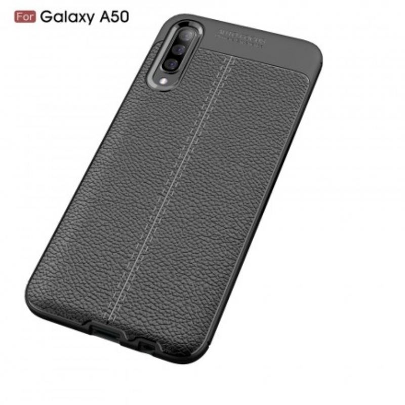 Capa Para Samsung Galaxy A50 Linha Dupla Efeito Couro Litchi