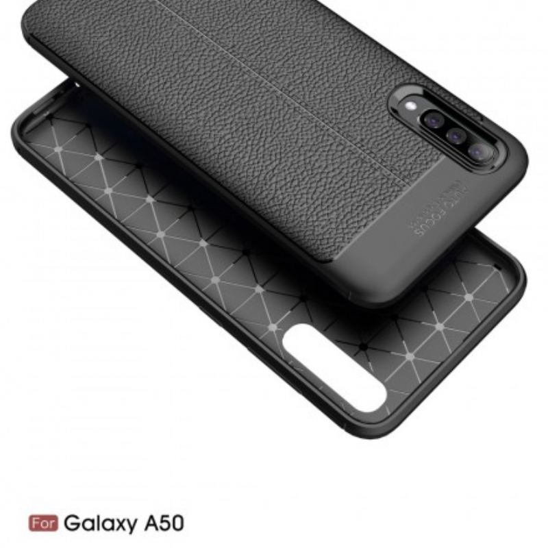 Capa Para Samsung Galaxy A50 Linha Dupla Efeito Couro Litchi