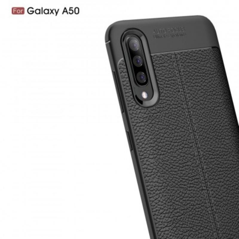 Capa Para Samsung Galaxy A50 Linha Dupla Efeito Couro Litchi