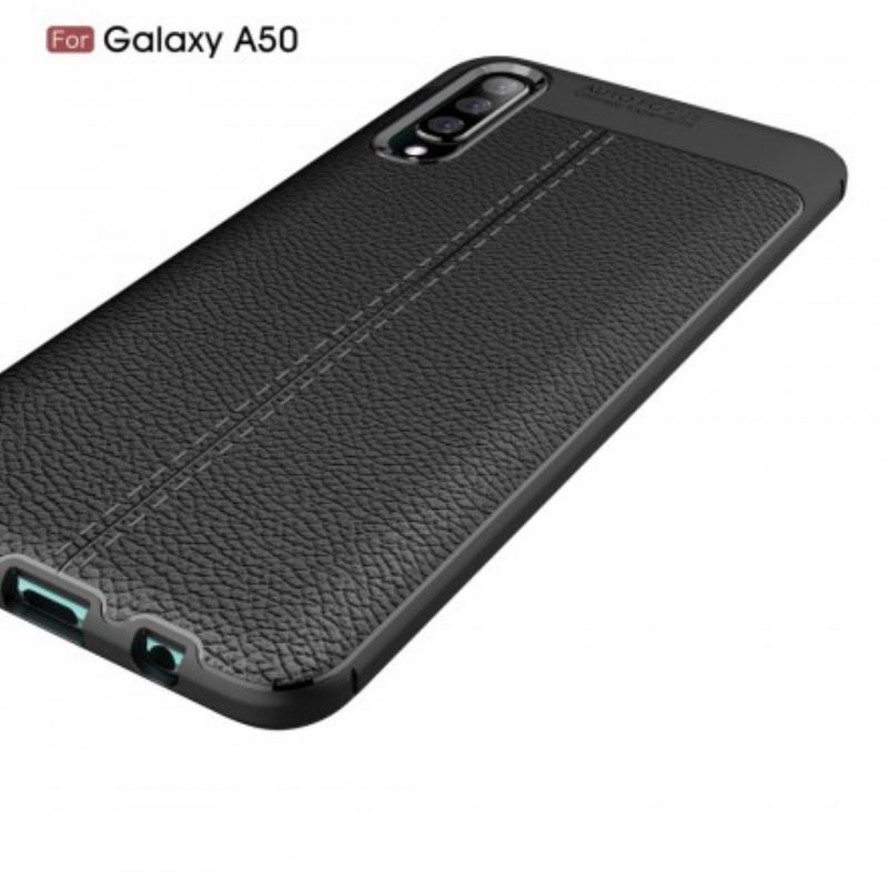 Capa Para Samsung Galaxy A50 Linha Dupla Efeito Couro Litchi