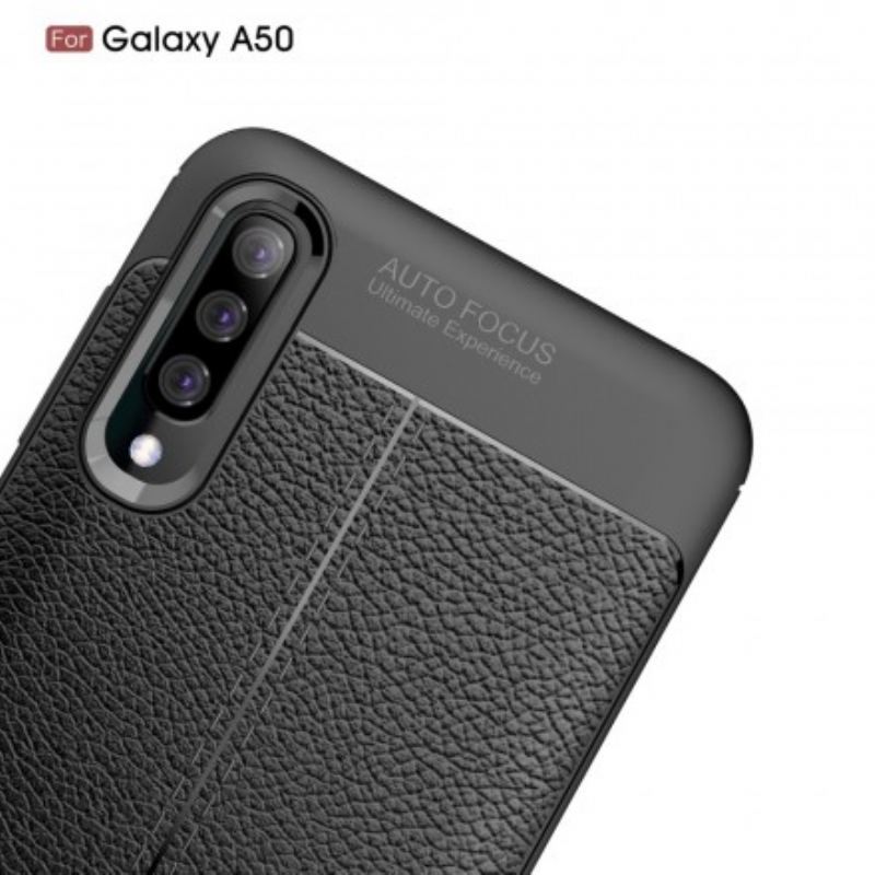 Capa Para Samsung Galaxy A50 Linha Dupla Efeito Couro Litchi