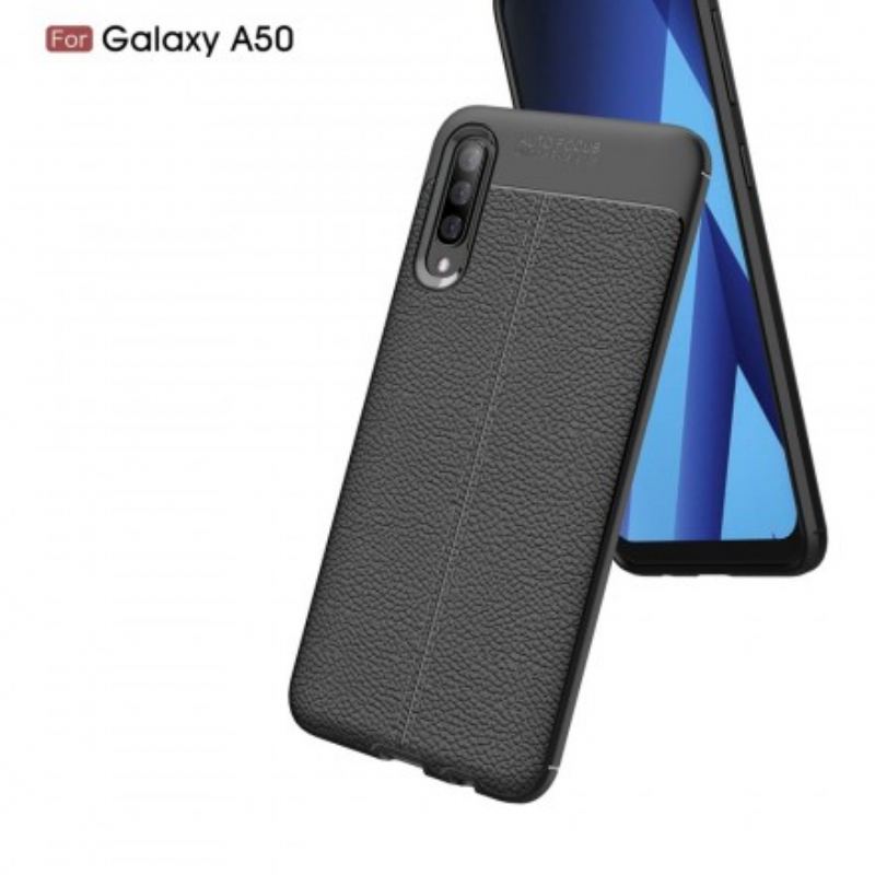 Capa Para Samsung Galaxy A50 Linha Dupla Efeito Couro Litchi