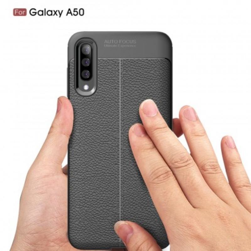 Capa Para Samsung Galaxy A50 Linha Dupla Efeito Couro Litchi