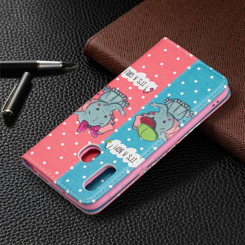 Capa De Celular Para Samsung Galaxy A20e Flip Bebês Elefantes