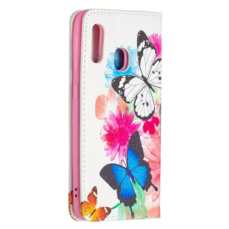 Capa De Celular Para Samsung Galaxy A20e Flip Borboletas Coloridas