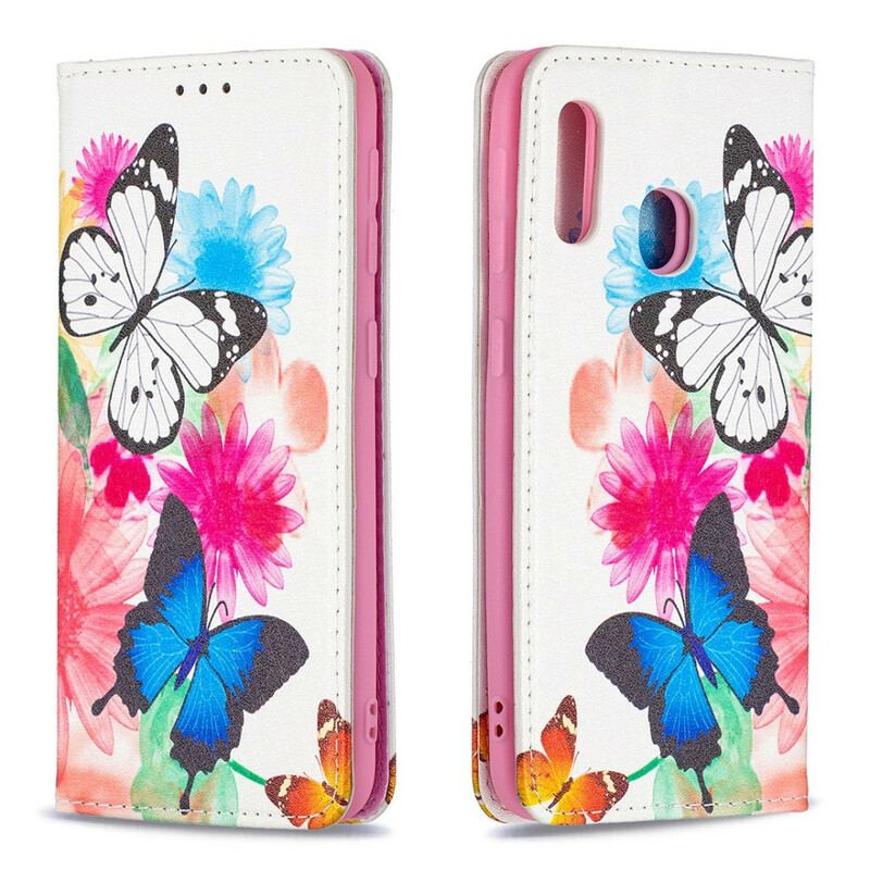 Capa De Celular Para Samsung Galaxy A20e Flip Borboletas Coloridas