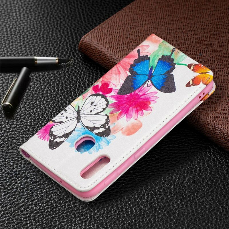 Capa De Celular Para Samsung Galaxy A20e Flip Borboletas Coloridas