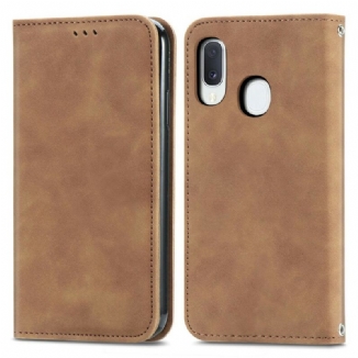 Capa De Celular Para Samsung Galaxy A20e Flip Couro Falso Vintage