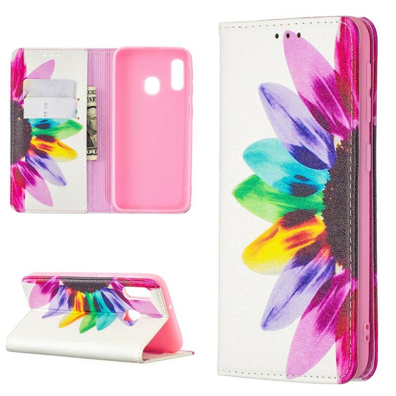 Capa De Celular Para Samsung Galaxy A20e Flip Flor Aquarela