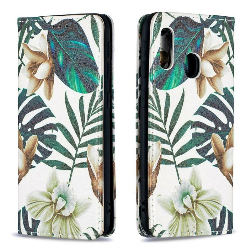 Capa De Celular Para Samsung Galaxy A20e Flip Folhas