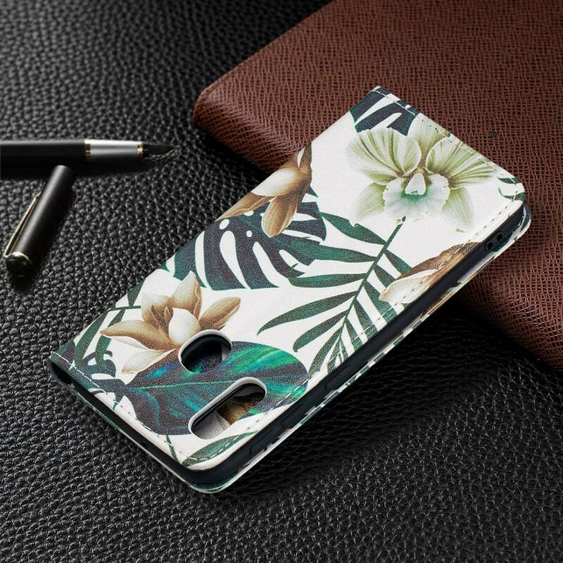 Capa De Celular Para Samsung Galaxy A20e Flip Folhas