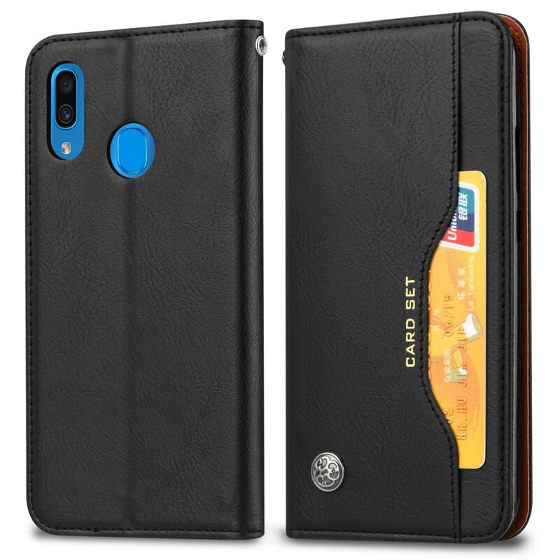 Capa De Celular Para Samsung Galaxy A20e Flip Titular De Cartão De Couro Sintético