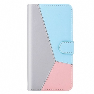 Capa De Couro Para Samsung Galaxy A20e Efeito Couro Tricolor