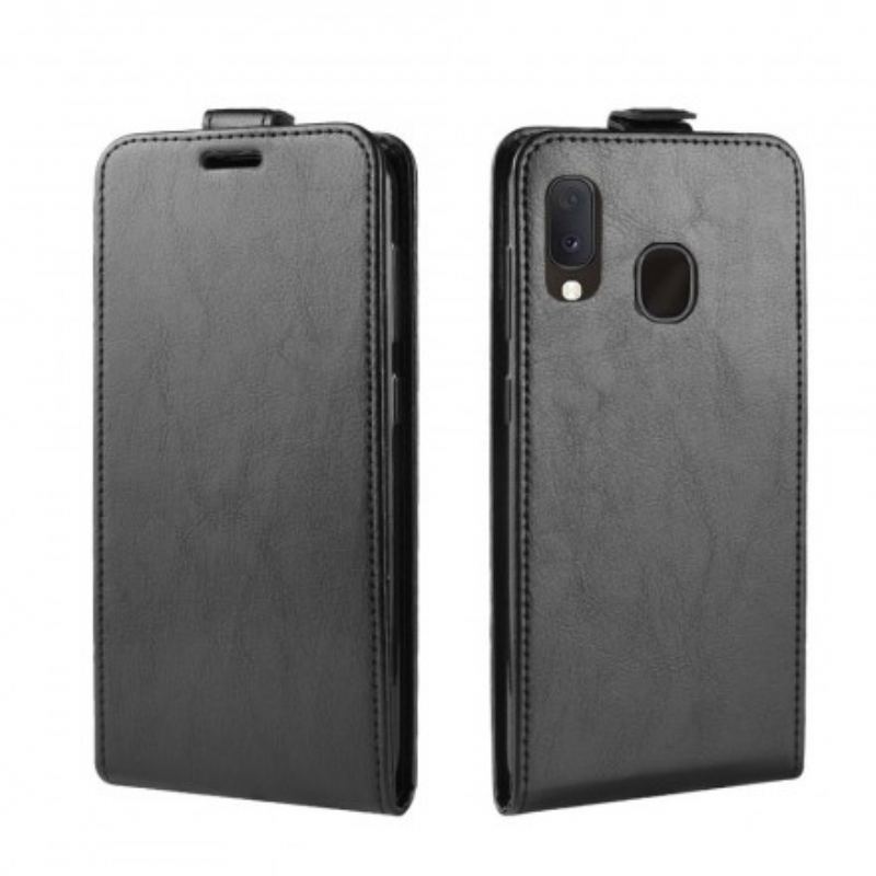 Capa De Couro Para Samsung Galaxy A20e Flip Efeito Couro Dobrável