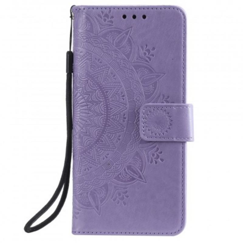 Capa De Couro Para Samsung Galaxy A20e Mandala Do Sol