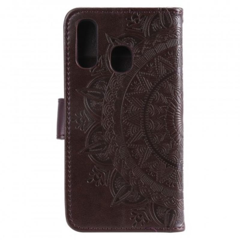 Capa De Couro Para Samsung Galaxy A20e Mandala Do Sol