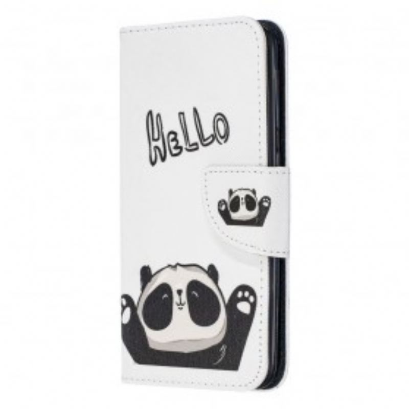 Capa De Couro Para Samsung Galaxy A20e Olá Panda