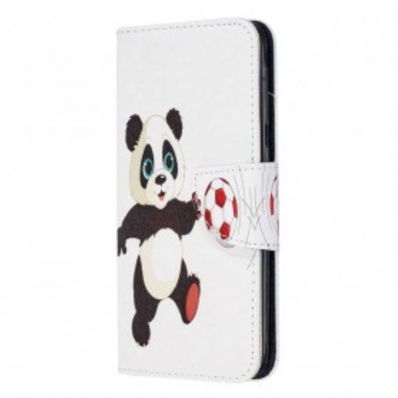 Capa De Couro Para Samsung Galaxy A20e Panda Futebol