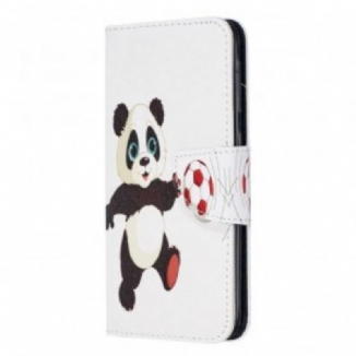 Capa De Couro Para Samsung Galaxy A20e Panda Futebol