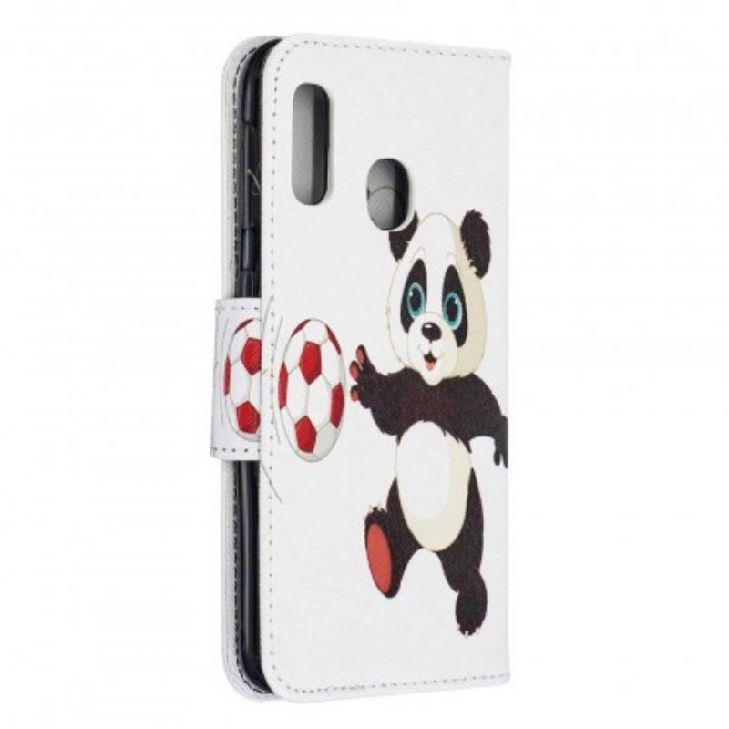 Capa De Couro Para Samsung Galaxy A20e Panda Futebol