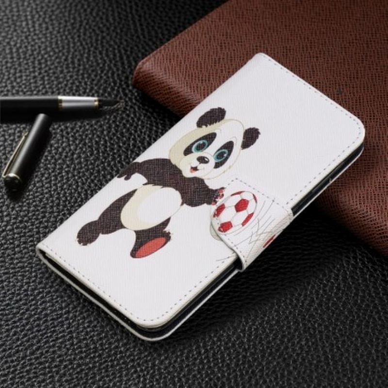 Capa De Couro Para Samsung Galaxy A20e Panda Futebol