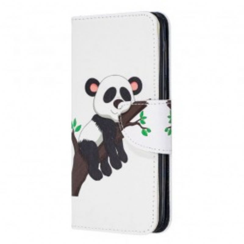 Capa De Couro Para Samsung Galaxy A20e Panda Preguiçoso