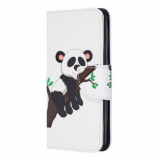 Capa De Couro Para Samsung Galaxy A20e Panda Preguiçoso