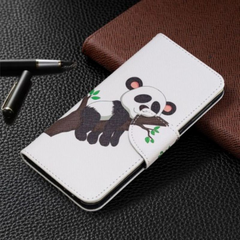 Capa De Couro Para Samsung Galaxy A20e Panda Preguiçoso