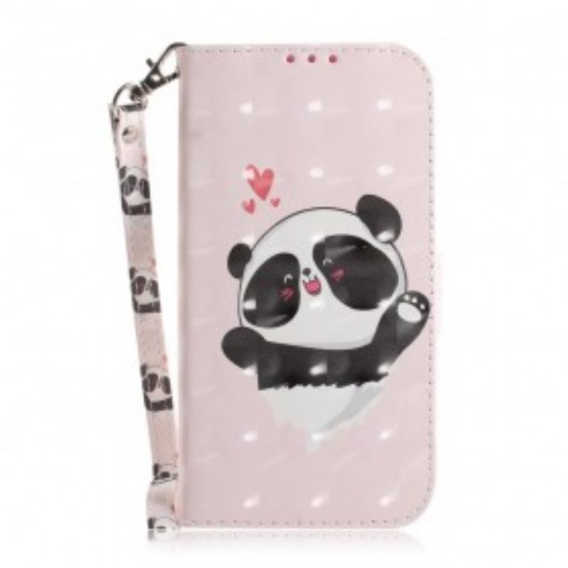 Capa Em Pele Para Samsung Galaxy A20e De Cordão Panda Love Com Cordão