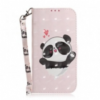 Capa Em Pele Para Samsung Galaxy A20e De Cordão Panda Love Com Cordão