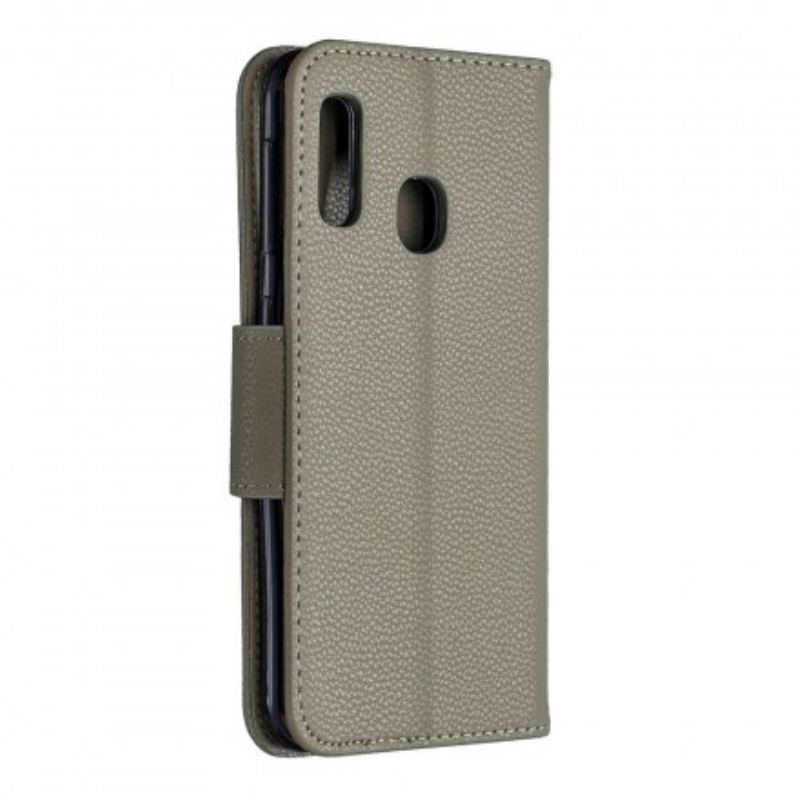 Capa Em Pele Para Samsung Galaxy A20e Flip Lichia Rabat Oblíqua