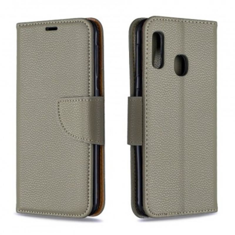 Capa Em Pele Para Samsung Galaxy A20e Flip Lichia Rabat Oblíqua