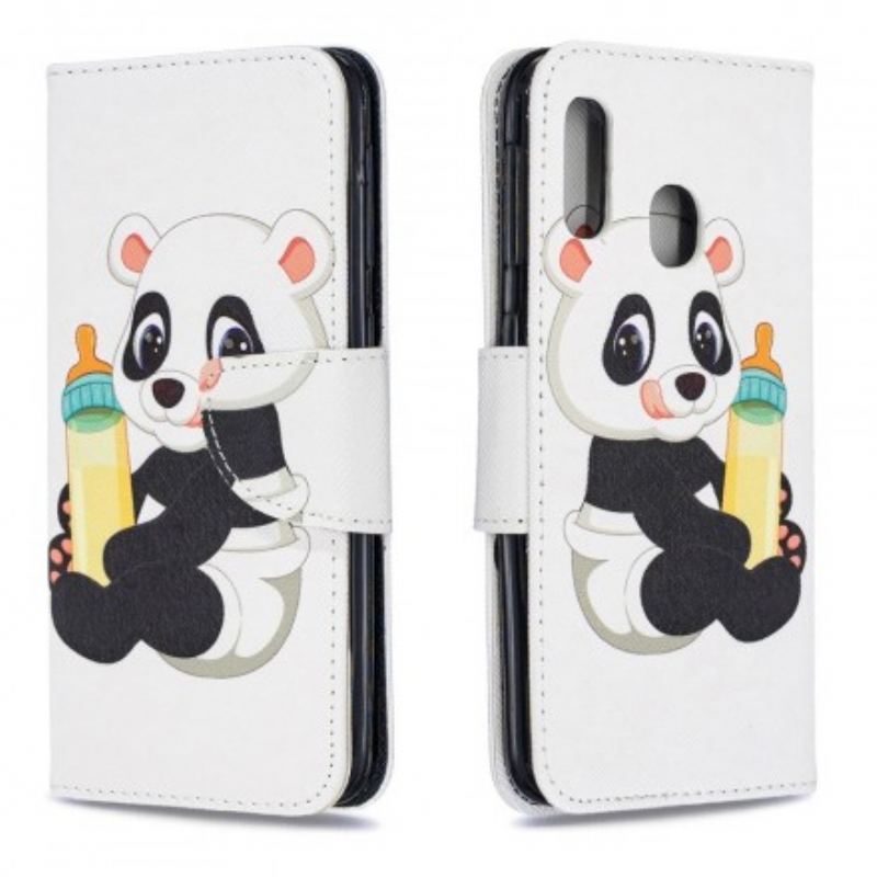 Capa Flip Para Samsung Galaxy A20e Bebê Panda