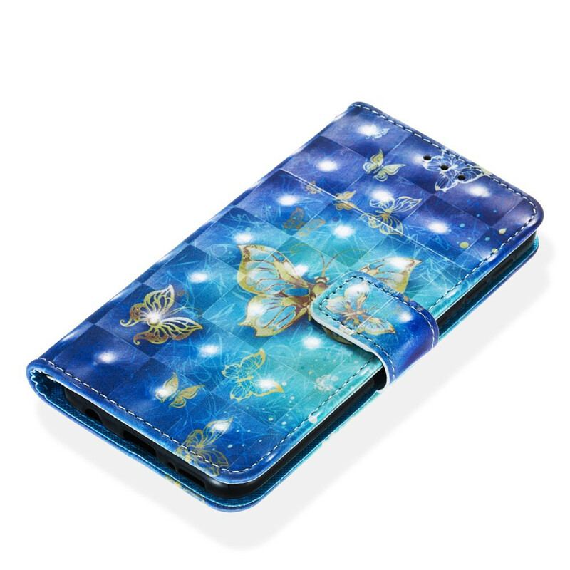 Capa Flip Para Samsung Galaxy A20e Borboletas Douradas