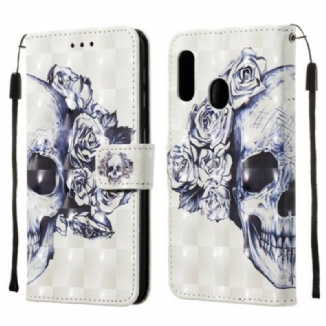 Capa Flip Para Samsung Galaxy A20e Caveira Florida