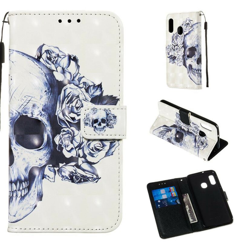 Capa Flip Para Samsung Galaxy A20e Caveira Florida