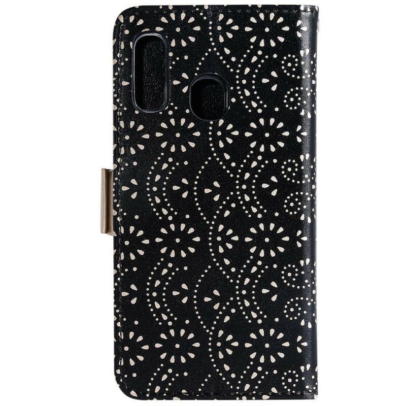 Capa Flip Para Samsung Galaxy A20e De Cordão Bolsa De Moedas Com Alça De Renda