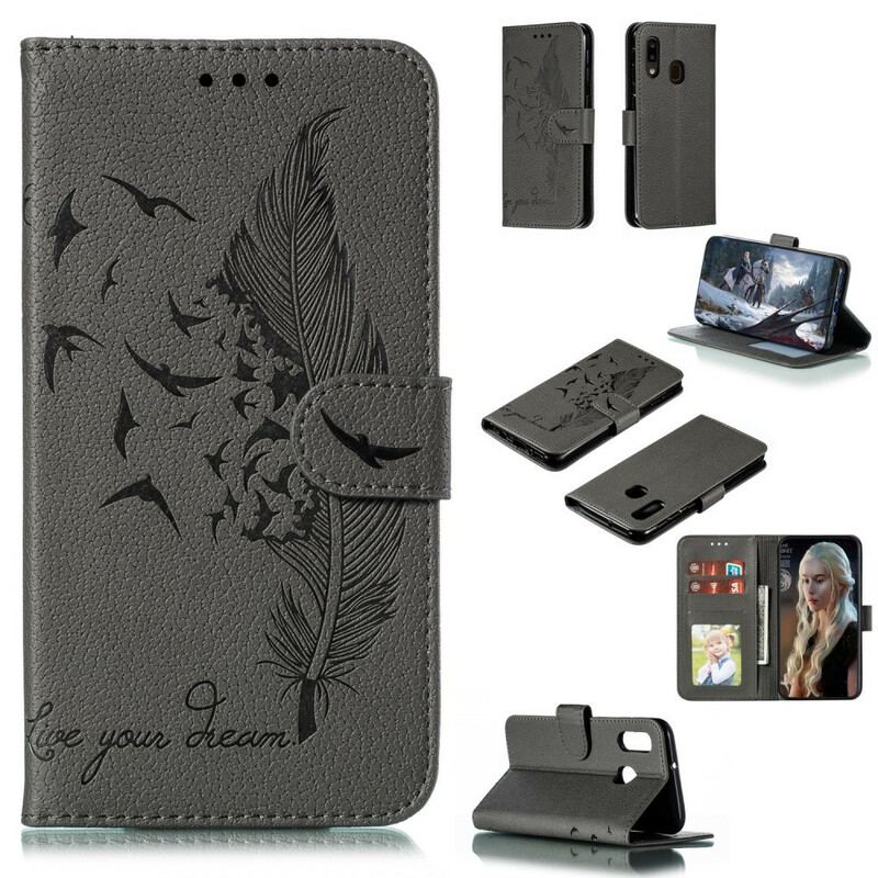 Capa Flip Para Samsung Galaxy A20e Couro Sintético Viva O Seu Sonho