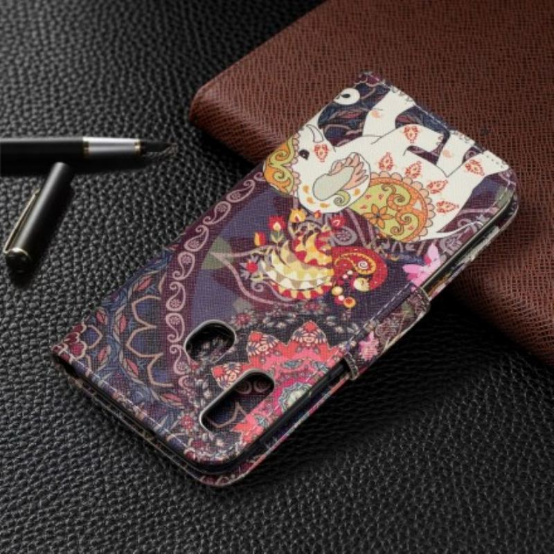 Capa Flip Para Samsung Galaxy A20e Mandala De Elefantes Étnicos