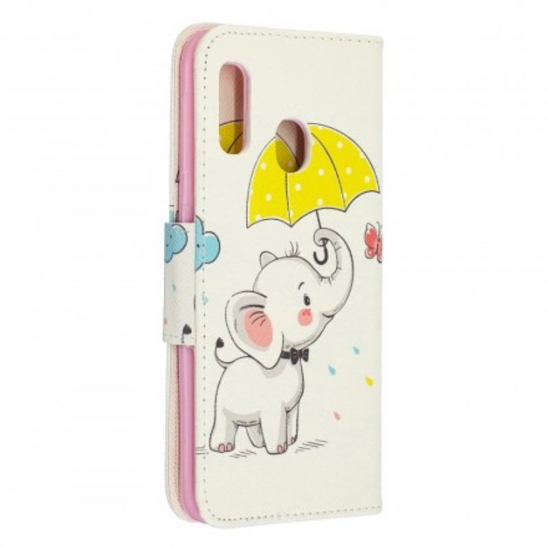 Capa Folio Para Samsung Galaxy A20e Elefante Bébé