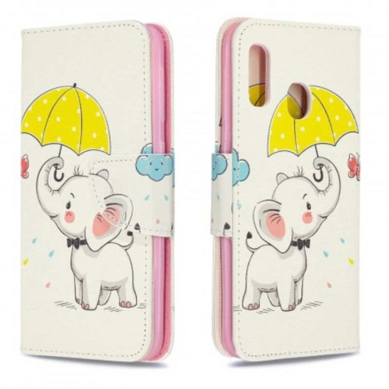 Capa Folio Para Samsung Galaxy A20e Elefante Bébé