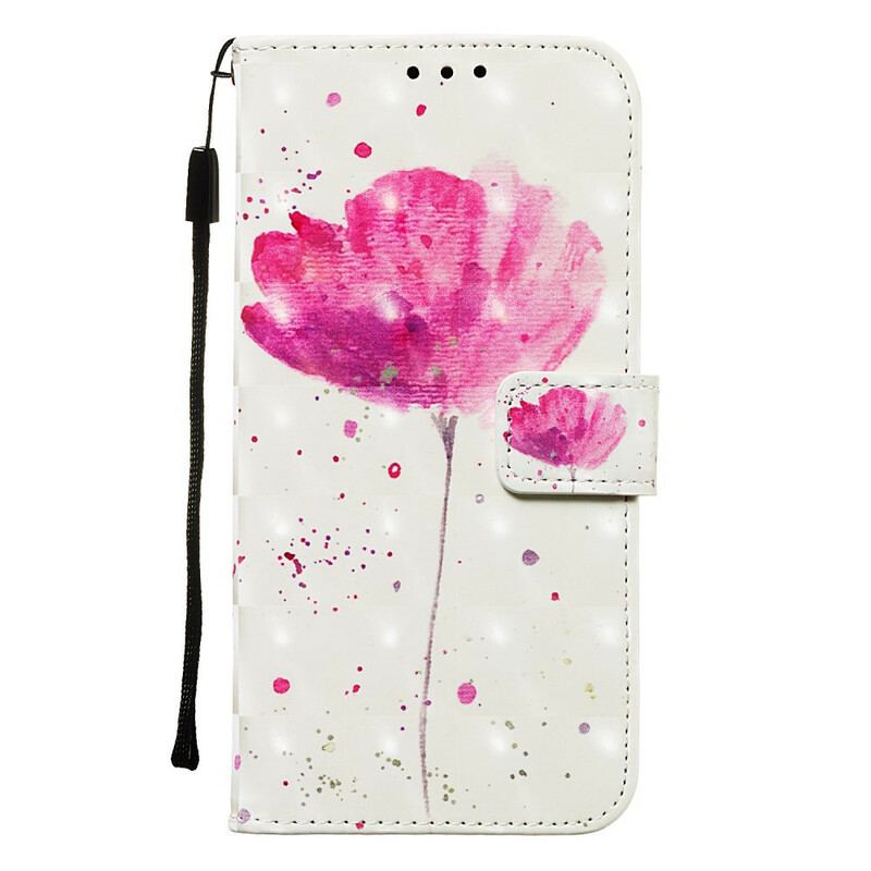 Capa Capa Folio Para Samsung Galaxy A20e Papoula Aquarela