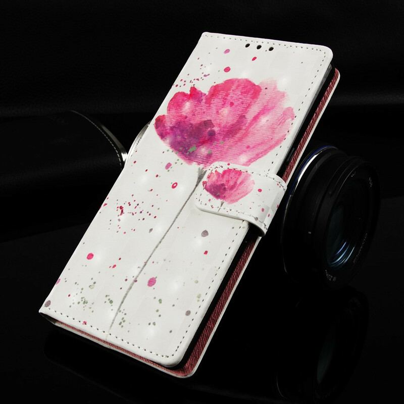 Capa Capa Folio Para Samsung Galaxy A20e Papoula Aquarela