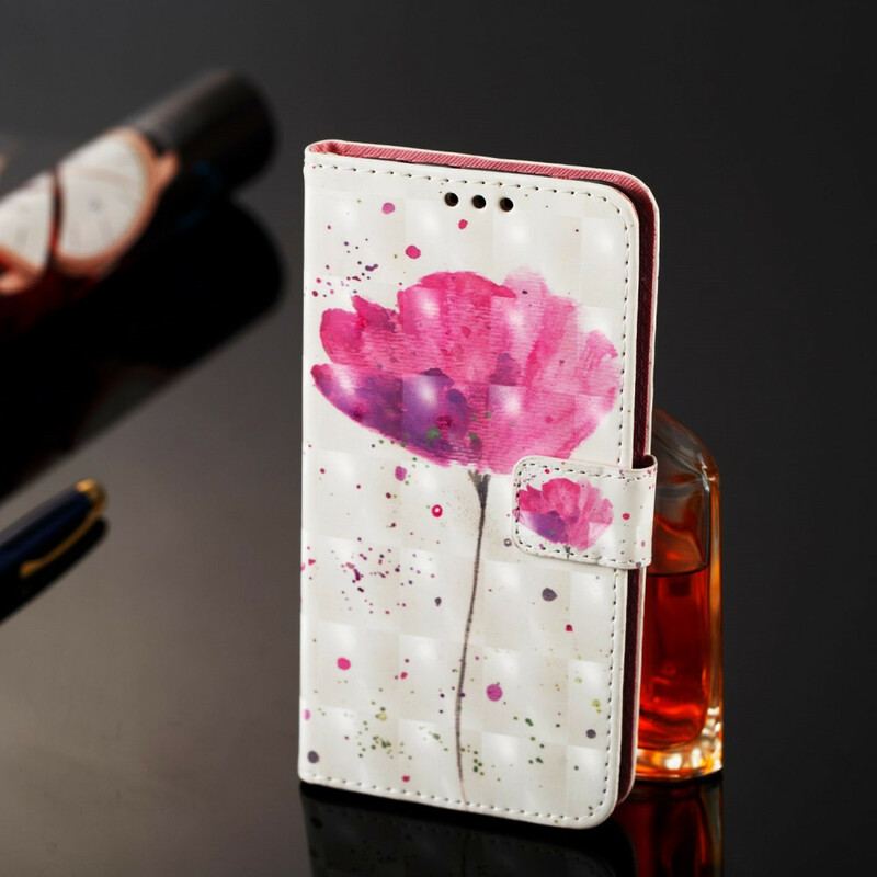 Capa Capa Folio Para Samsung Galaxy A20e Papoula Aquarela