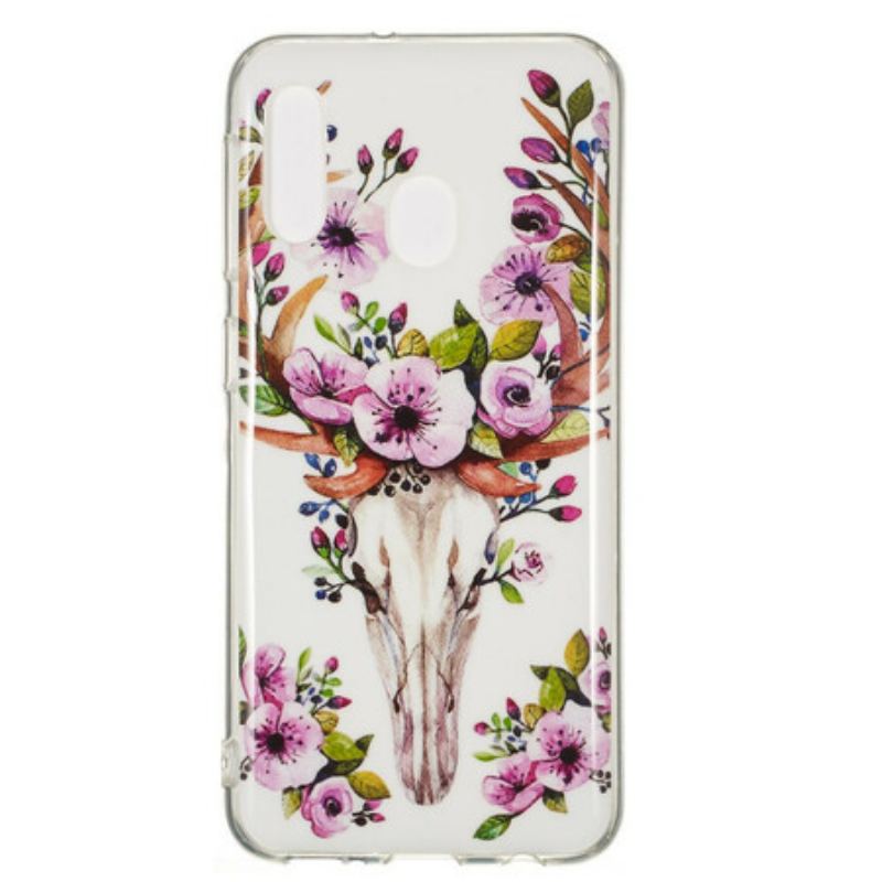 Capa Para Samsung Galaxy A20e Alce Floral Fluorescente