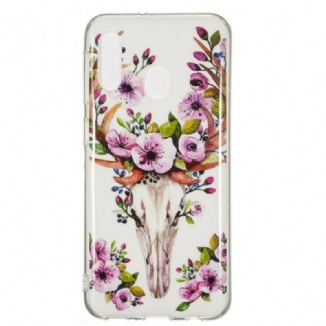 Capa Para Samsung Galaxy A20e Alce Floral Fluorescente